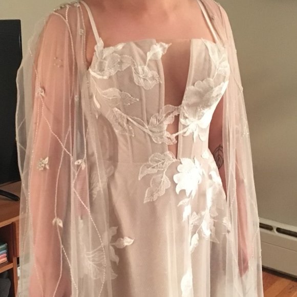 BHDLN Bejeweled Bridal Cape - Worn once! - Picture 3 of 11
